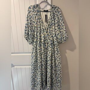 Lane Bryant Blue and White Floral Dress